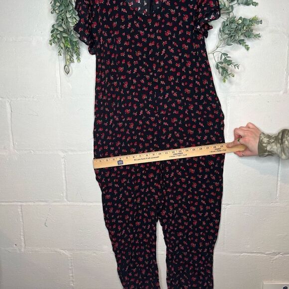 The nines by Hatch | women black jumpsuit with red floral - Picture 6 of 13